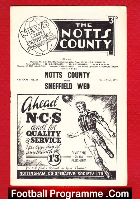 Notts County v Sheffield Wednesday 1952