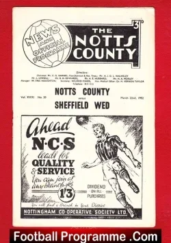 Notts County v Sheffield Wednesday 1952