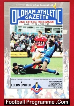 Oldham Athletic v Leeds United 1992 - Eric Cantona Debut Leeds - football programme