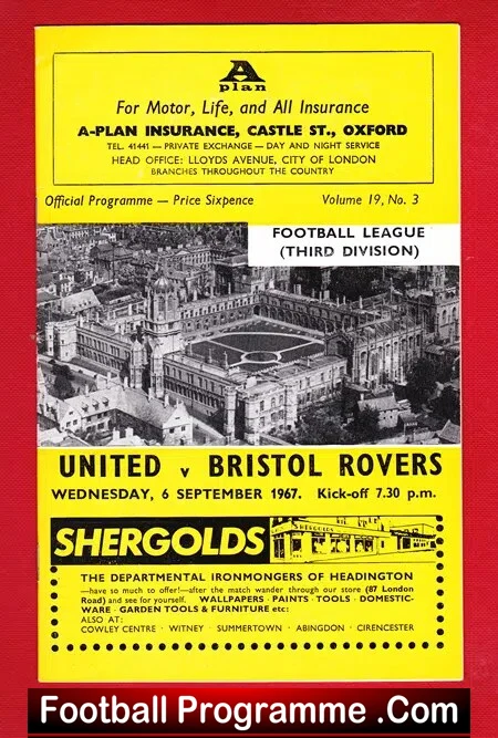Oxford United v Bristol Rovers 1967