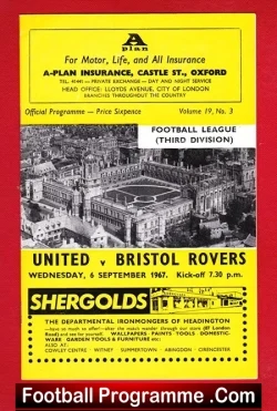 Oxford United v Bristol Rovers 1967 - football programme