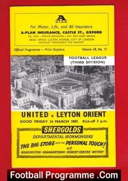 Oxford United v Orient 1967 - football programme