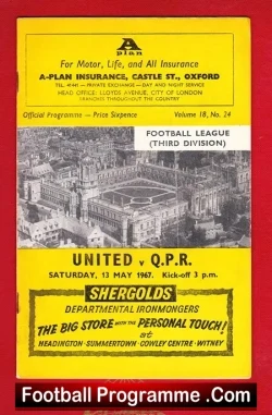 Oxford United v QPR 1967 - football programme