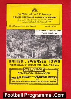 Oxford United v Swansea Town 1967 - football programme