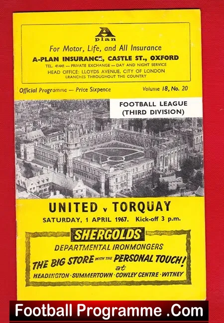 Oxford United v Torquay United 1967