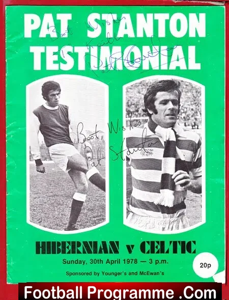 Pat Stanton Testimonial Benefit Game Hibernian Hibs 1978 Signed