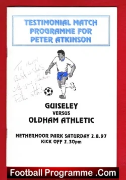 Peter Atkinson Testimonial Benefit Match Guisley 1997 - Signed - football programme