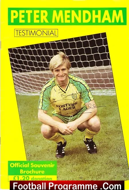 Peter Mendham Testimonial Benefit Match Norwich City 1987 Signed