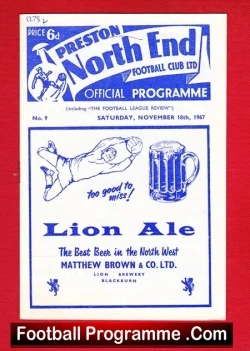 Preston North End v Blackburn Rovers 1967 - football programme
