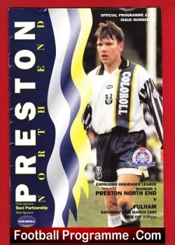 Preston North End v Fulham 1995 - David Beckham Debut First 1st - football programme