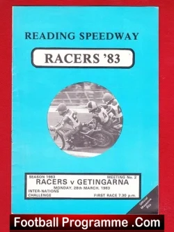 Reading Speedway v Getingarna 1983 - Sweden Team - speedway programme