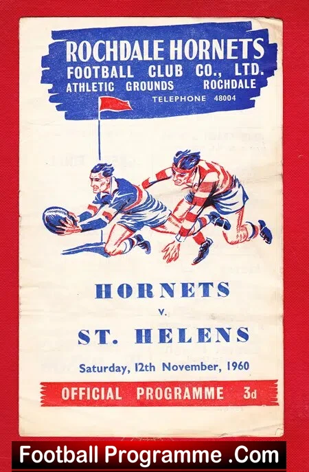 Rochdale Hornets Rugby v St Helens 1960