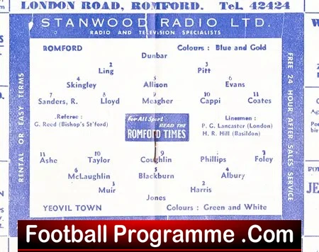 Romford v Yeovil Town 1962