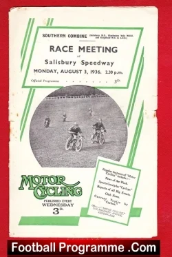 Salisbury Speedway Race Meeting 1936 – 1930s Speedway Programme