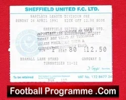 Sheffield United v Leeds United 1992 – Ticket – Title Decider