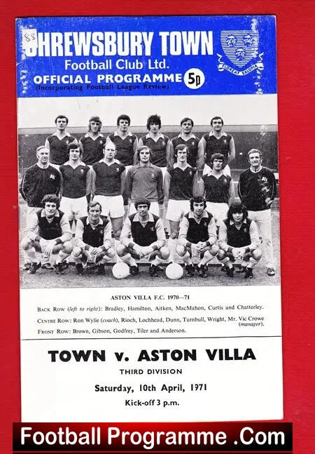 Shrewsbury Town v Aston Villa 1971