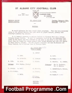 St Albans City v Enfield 1964 – Single Sheet