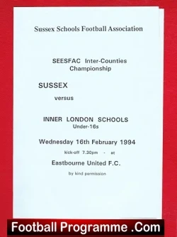 Sussex v Inner London Schools 1994 Schoolboys Eastbourne United