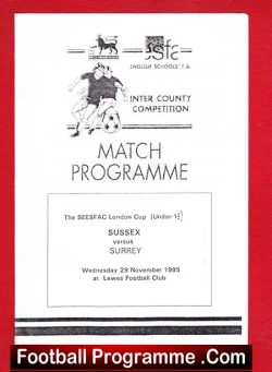 Sussex v Surrey 1995 – U15 Schoolboys at Lews FC – Schools