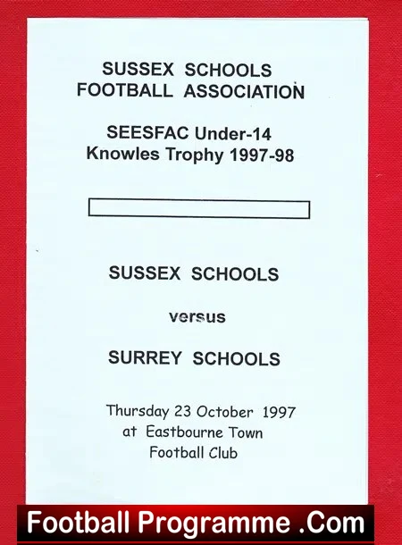 Sussex v Surrey 1997 – Schoolboys U14 Eastbourne Town