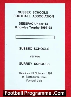 Sussex v Surrey 1997 – Schoolboys U14 Eastbourne Town