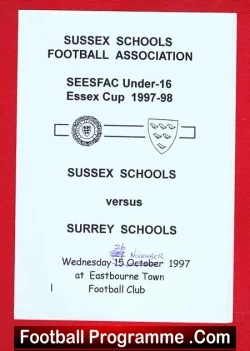 Sussex v Surrey 1997 – Schoolboys U16 Eastbourne Town
