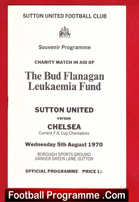 Sutton United v Chelsea 1970 – Charity Match