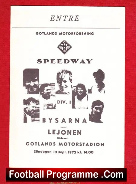 Sweden Gotlands Motorstadion Speedway Programme 1972