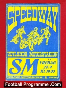 Sweden Vetlanda Motorstadion Speedway Programme 1976