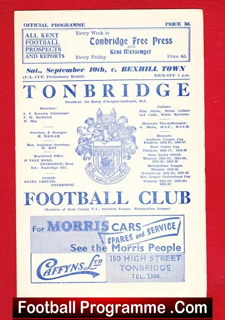 Tonbridge v Bexhill Town 1960 – FA Cup
