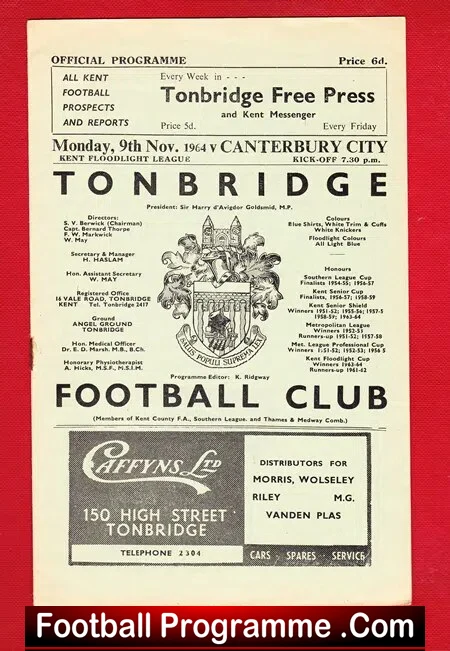 Tonbridge v Canterbury City 1964