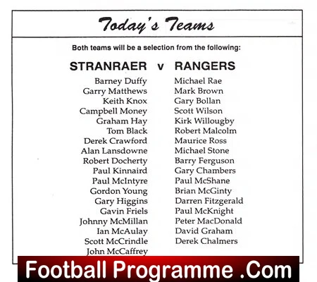 Tony Gallagher Testimonial Benefit Match Stranraer 1997 - Signed