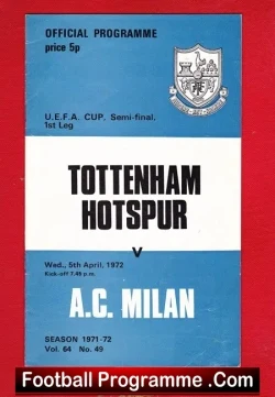 Tottenham Hotspur v AC Milan 1972 – UEFA Cup Semi Final