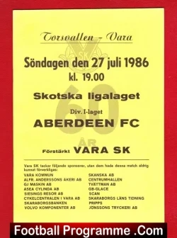 Vara SK v Aberdeen 1986 – Sweden Tour