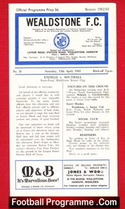 Wealdstone v Enfield 1963 – Middlesex Senior Cup Semi Final