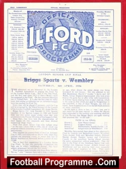 Wembley v Briggs Sports 1956 - London Senior Cup Final Ilford - football programme
