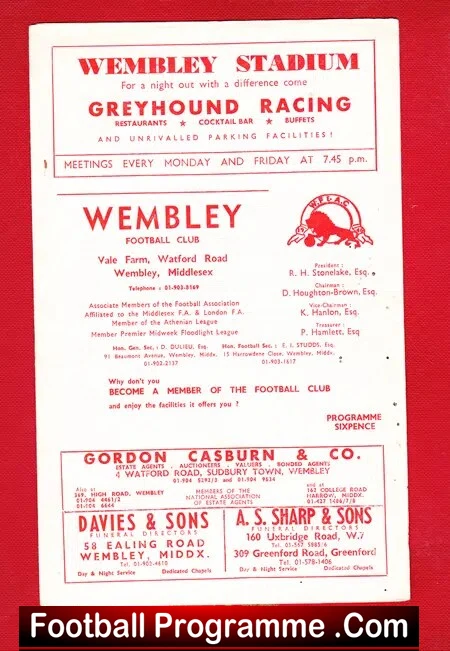 Wembley v Enfield 1969 – Middlesex Senior Cup Final