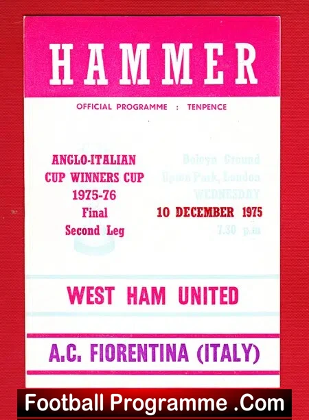 West Ham United v AC Fiorentina 1975 – Anglo Italian Cup Final