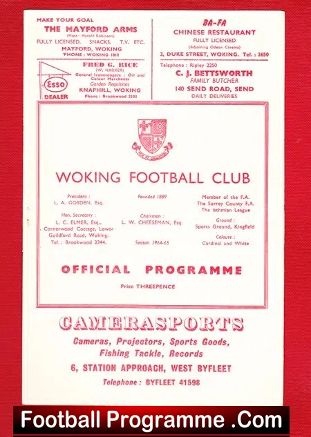 Woking v Enfield 1964 – Isthmian League