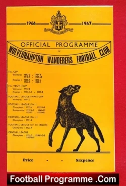 Wolves Wolverhampton v Everton 1967 - football programme