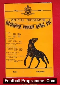 Wolves Wolverhampton v Everton 1967 - football programme