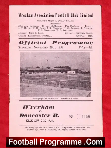 Wrexham v Doncaster Rovers 1958