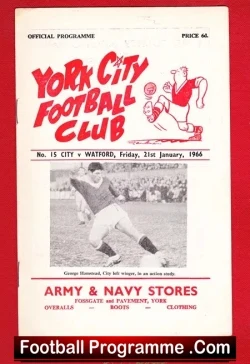 York City v Watford 1966 - Autographed George Hampstead - football programme