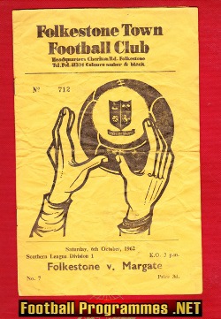 Folkestone Town v Margate 1962 – plus Newspaper Article