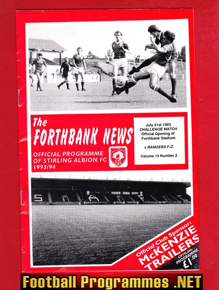 Stirling Albion v Glasgow Rangers 1993 - Opening Of Floodlights