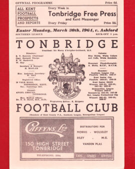 Tonbridge v Ashford Town 1964 – Southern League