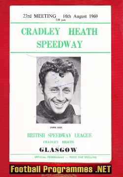 Cradley Heath Speedway v Glasgow 1969 – Signed Chris Bass