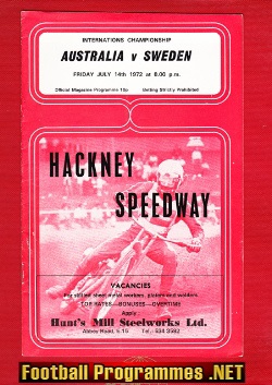 Australia Speedway v Sweden 1972 – At Hackney London