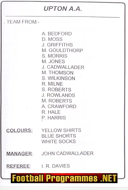 Upton Athletic v Manchester United 1998 - Youth Match Treble