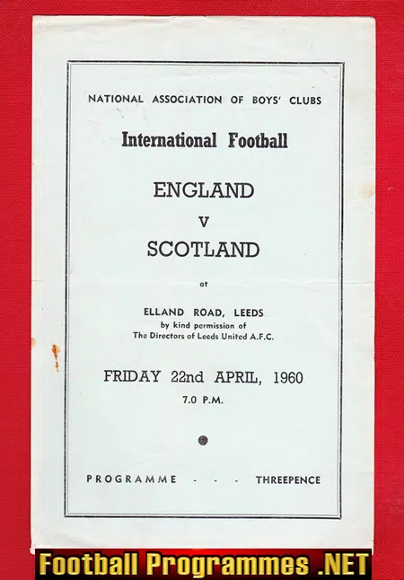 England v Scotland 1960 - Schoolboys at Leeds